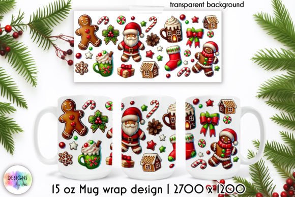 Christmas Gingerbread Mug Wrap Design