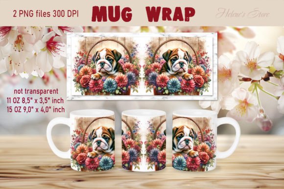 Cute Pet Dog Mug Wrap Sublimation Design