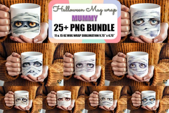 Halloween Mummy Eyes Mug Wrap Bundle