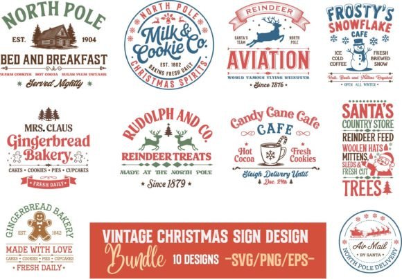 Vintage Christmas Sign SVG Bundle Design